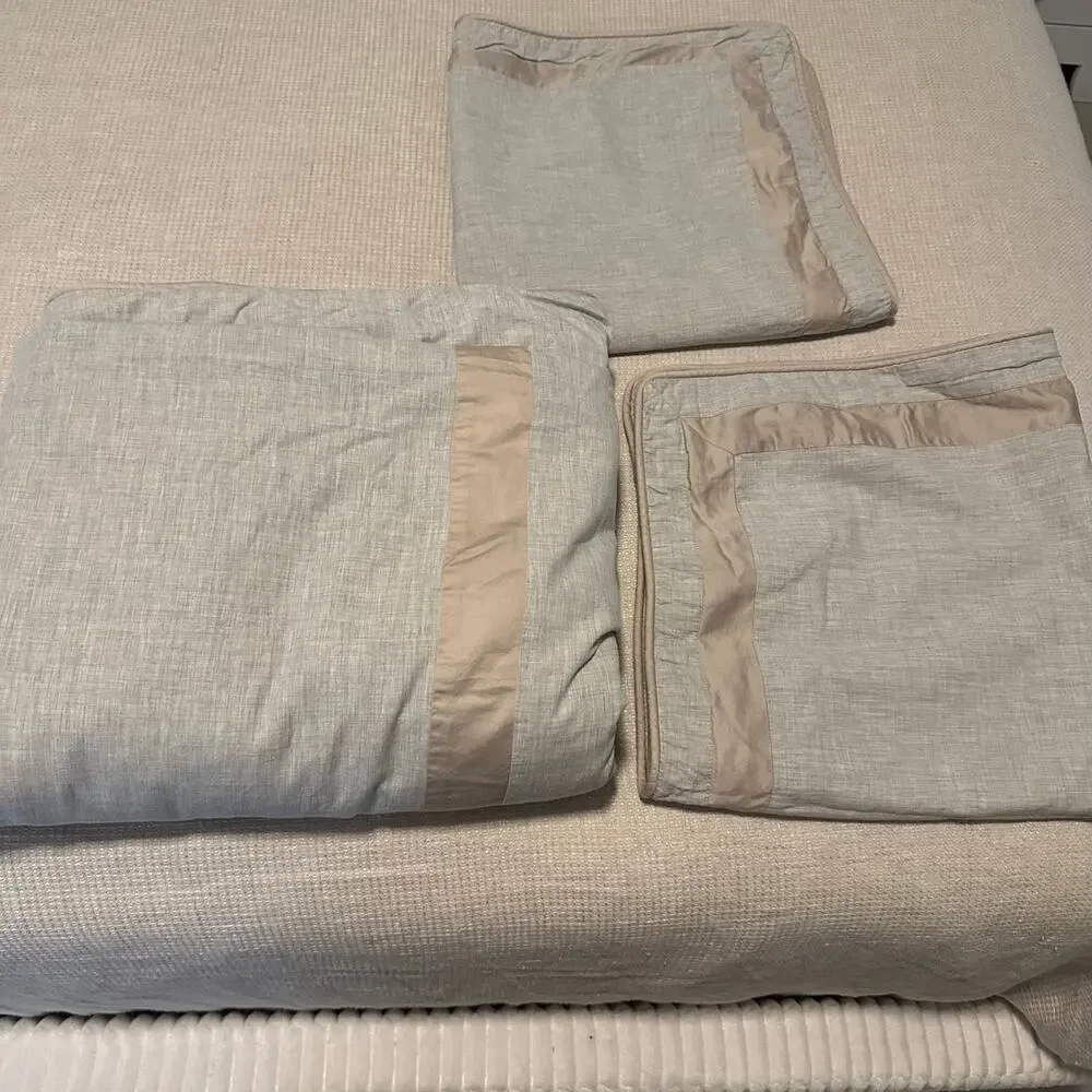 Lauren Ralph Lauren Sateen Cotton Taupe Duvet Cover King with Euro Shams
